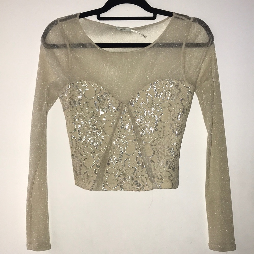 SZ M kimchi blue long sleeve sparkly crop top